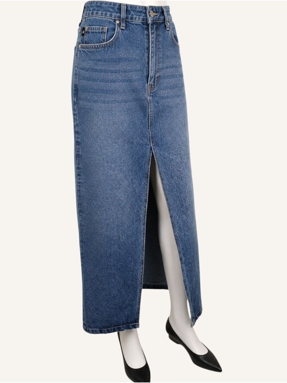 KanCan XL NWT 90s Denim Maxi Skirt Front Slit 100% Cotton Y2K - Picture 3 of 9